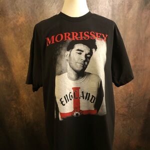 Morrissey Black Graphic Short-Sleeve Tee with Red Accents